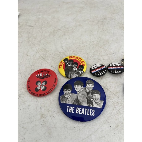 VTG The Beatles Pins Lot Of 7 Pins 1960’s I Needed Help Band Pins - Picture 3 of 12